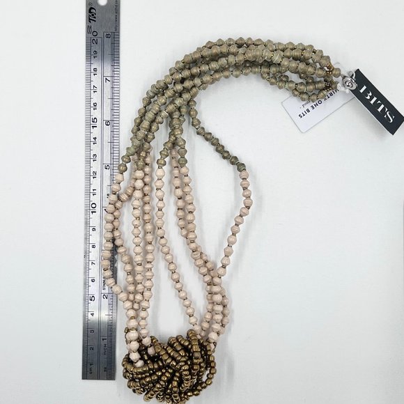 NWT - Thirty One Bits - 4 Strand Urban Knot Green & Cream Beaded 20” Necklace - Picture 4 of 8
